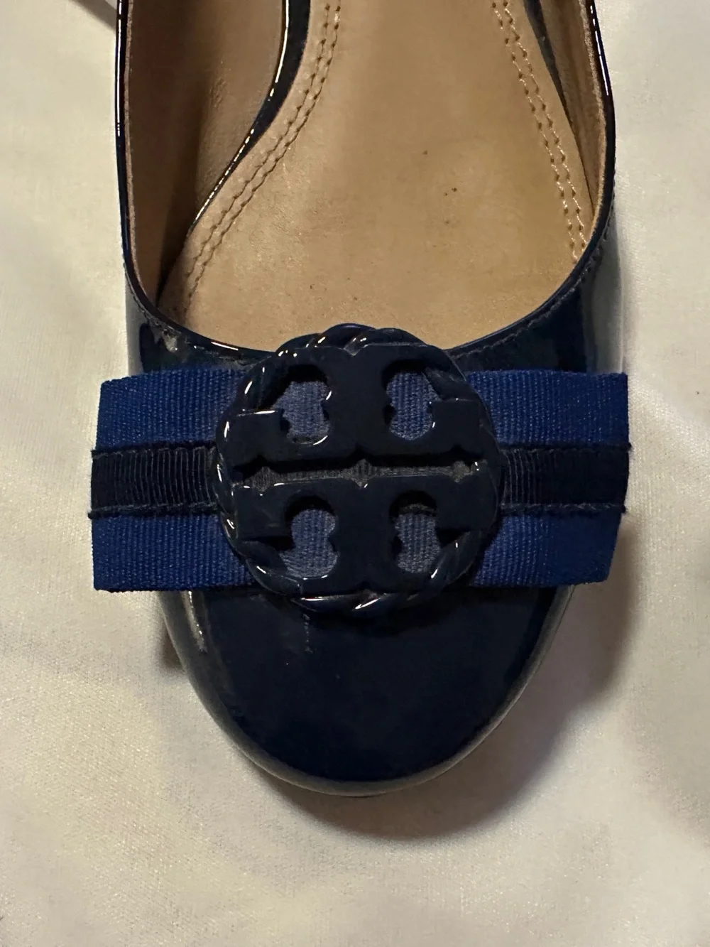 Tory Burch Navy Patent Leather Logo Ballet Flats size 9